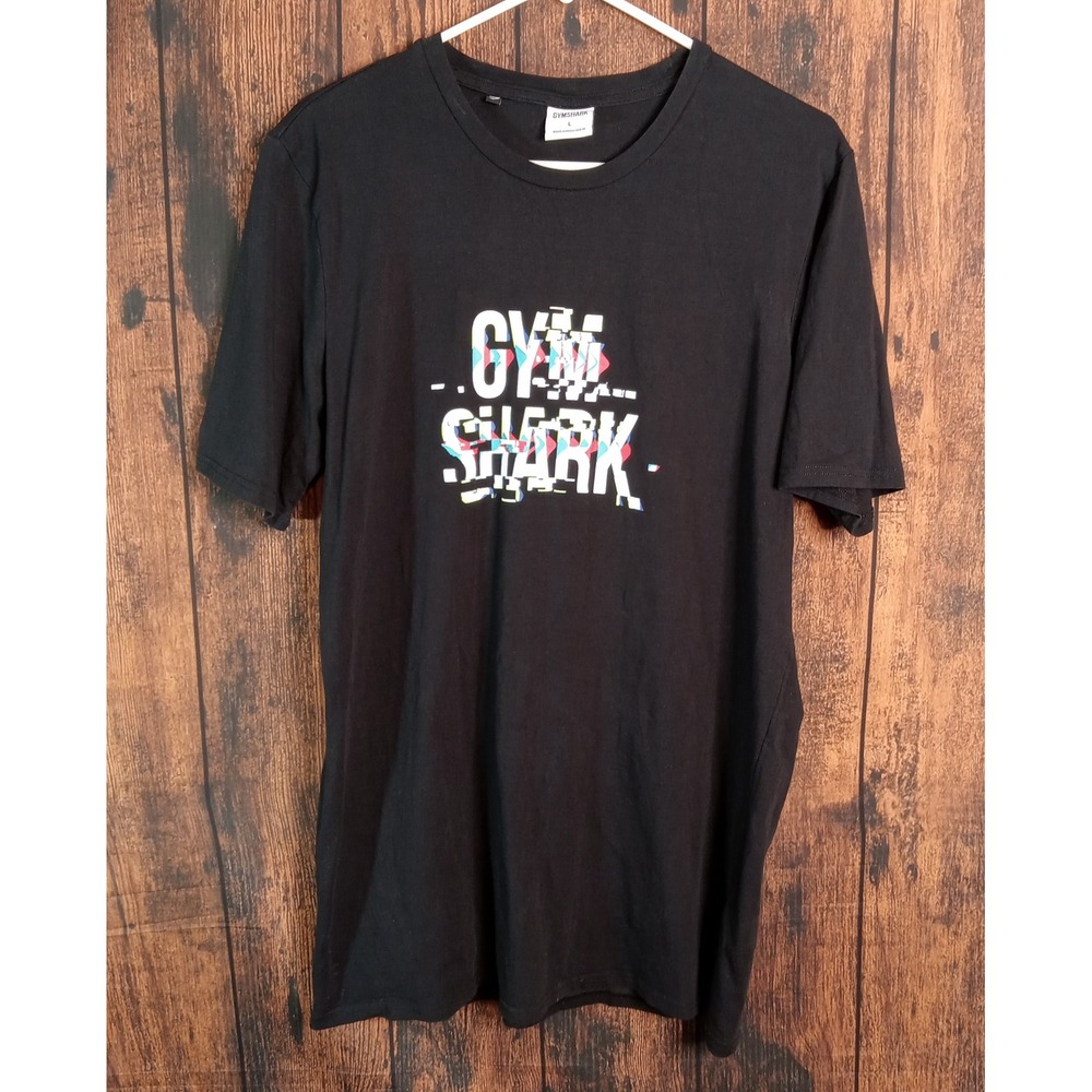 Gymshark‎ Mens Glitch Graphic Logo T-Shirt Black Short Sleeve Size L